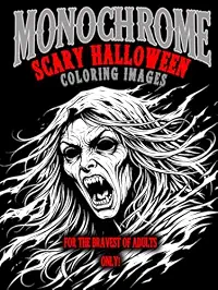 Monochrome Scary Halloween coloring book cover